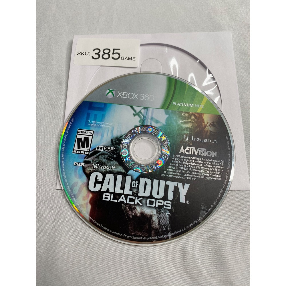 Call of Duty Black Ops Xbox 360 Platinum Hits Activision Treyarch Disc Only